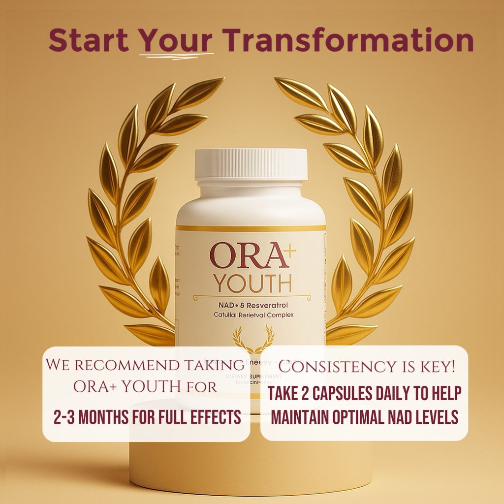 ORA+ YOUTH NAD+ & Resveratrol Capsules | Cellular Renewal Complex for Energy, Focus & Youthful Glow